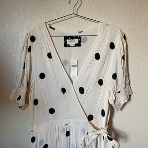 NWT Anthropologie Maeve Polka Dot Wrap Midi Dress 16